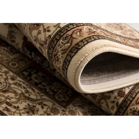Black and Ivory Oriental Power Loom Area Rug Photo 9