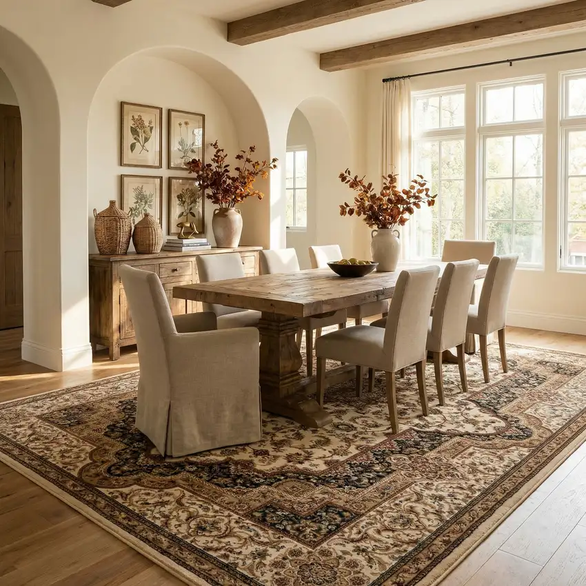 Black and Ivory Oriental Power Loom Area Rug Photo 8