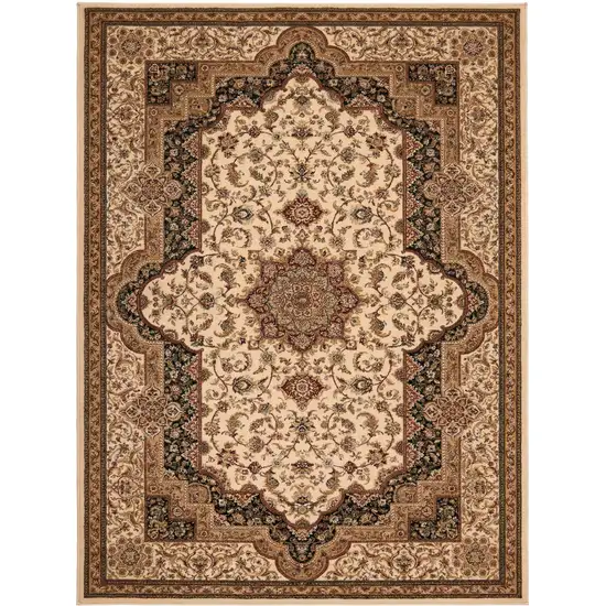 Black and Ivory Oriental Power Loom Area Rug Photo 2