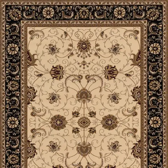 Black And Ivory Oriental Area Rug Photo 3