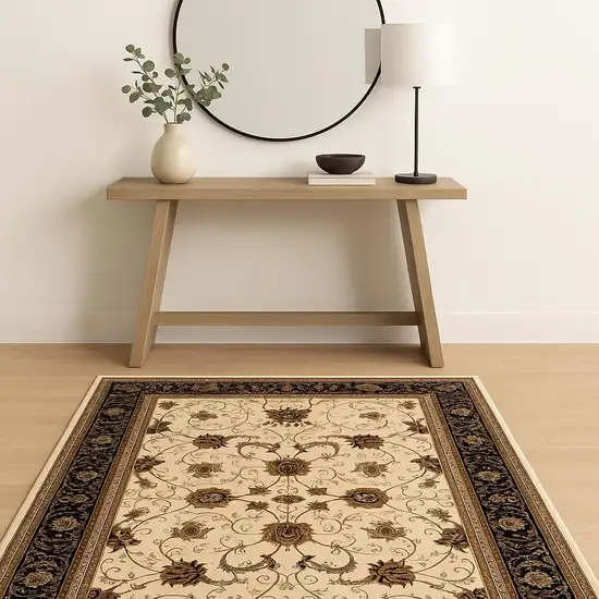 Black And Ivory Oriental Area Rug Photo 2