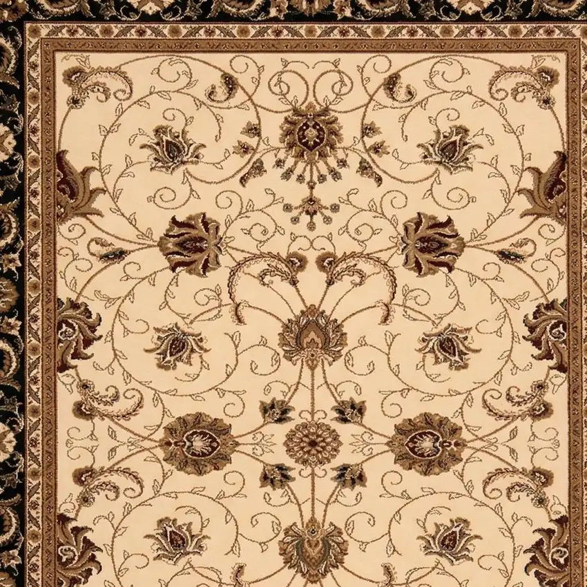 Black And Ivory Oriental Area Rug Photo 3