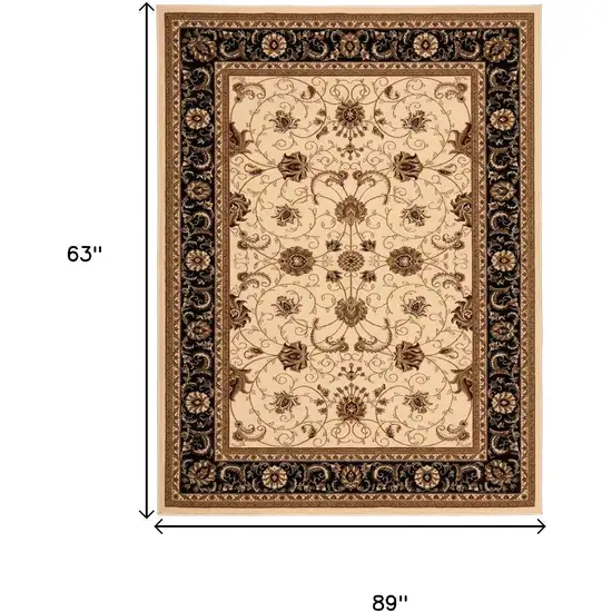 Black And Ivory Oriental Area Rug Photo 8