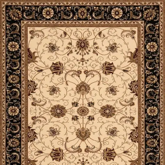 Black And Ivory Oriental Area Rug Photo 4