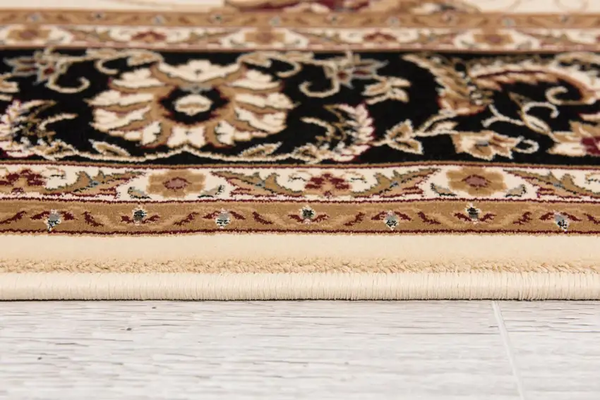 Black And Ivory Oriental Area Rug Photo 7