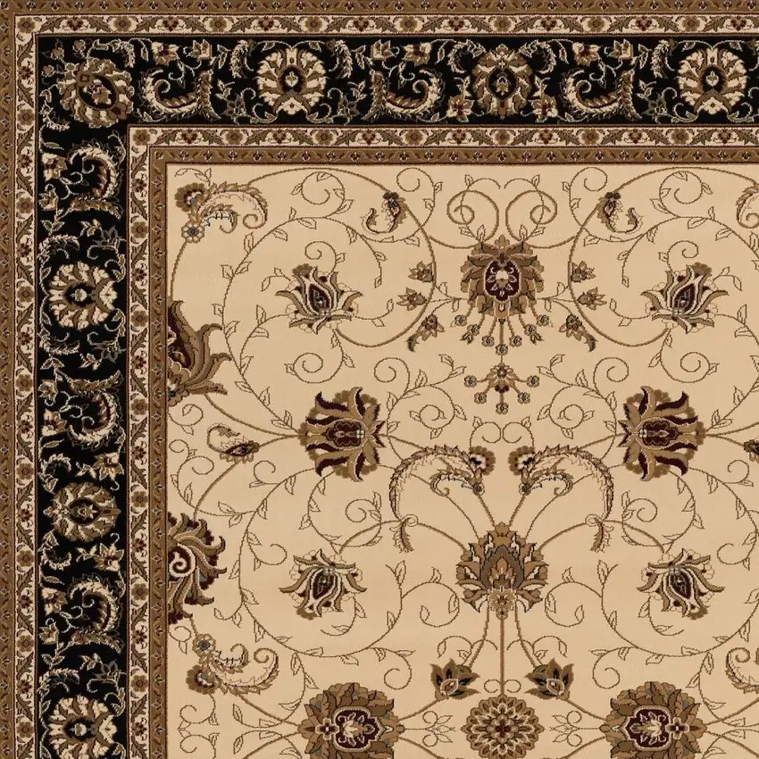Black And Ivory Oriental Area Rug Photo 3