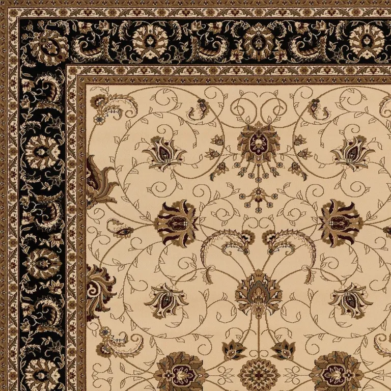 Cream and Black Decorative Area Rug Photo 5