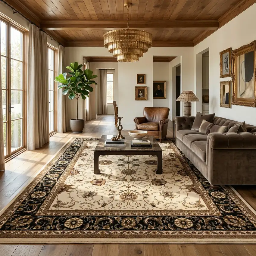 Black And Ivory Oriental Area Rug Photo 1