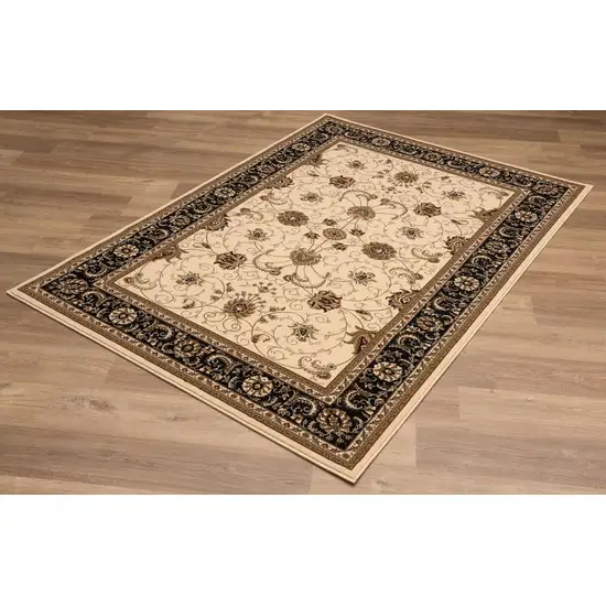 Black And Ivory Oriental Area Rug Photo 7