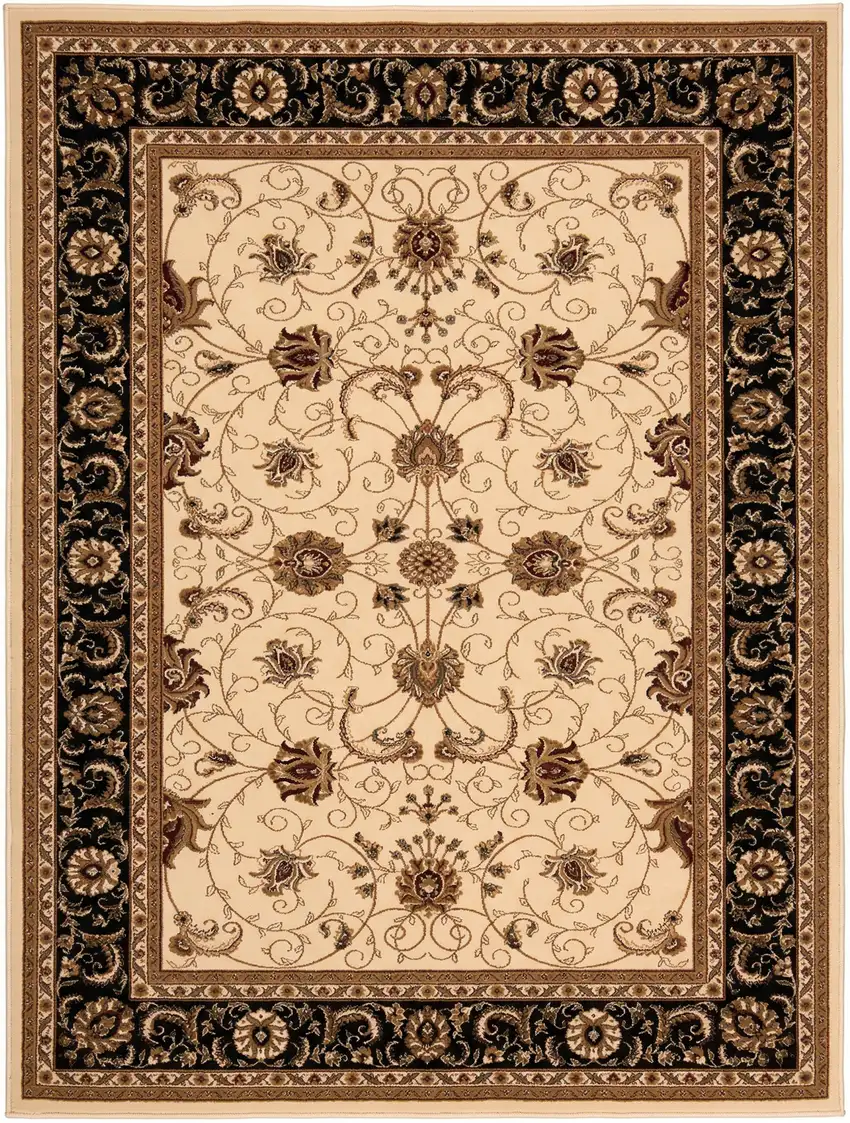 Black And Ivory Oriental Area Rug Photo 2
