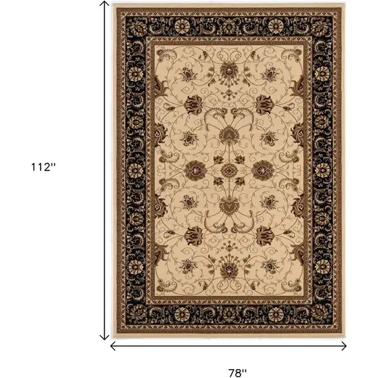 Black And Ivory Oriental Area Rug Photo 3