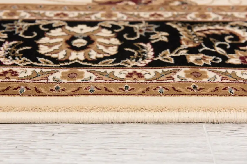 Cream and Black Decorative Area Rug Photo 6