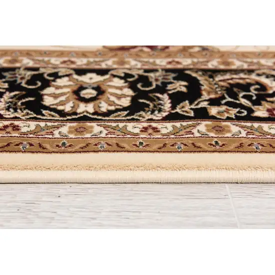 Cream and Black Decorative Area Rug Photo 6