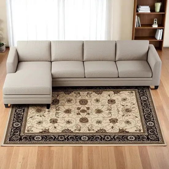 Black And Ivory Oriental Area Rug Photo 1