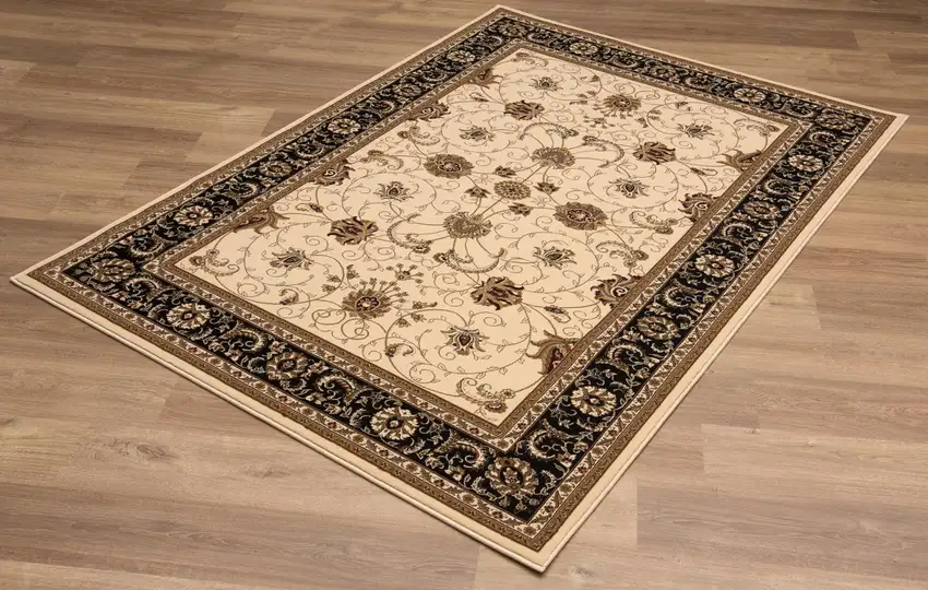 Black And Ivory Oriental Area Rug Photo 7