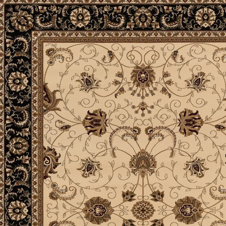 Cream and Black Decorative Area Rug Photo 3
