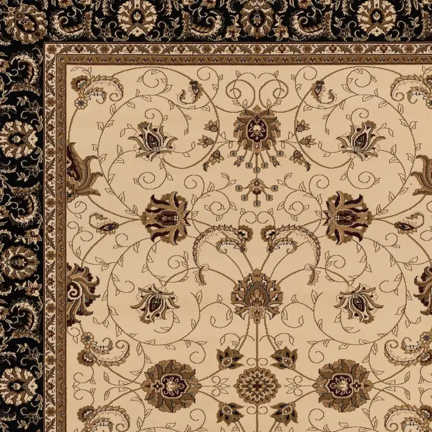 Black And Ivory Oriental Area Rug Photo 3