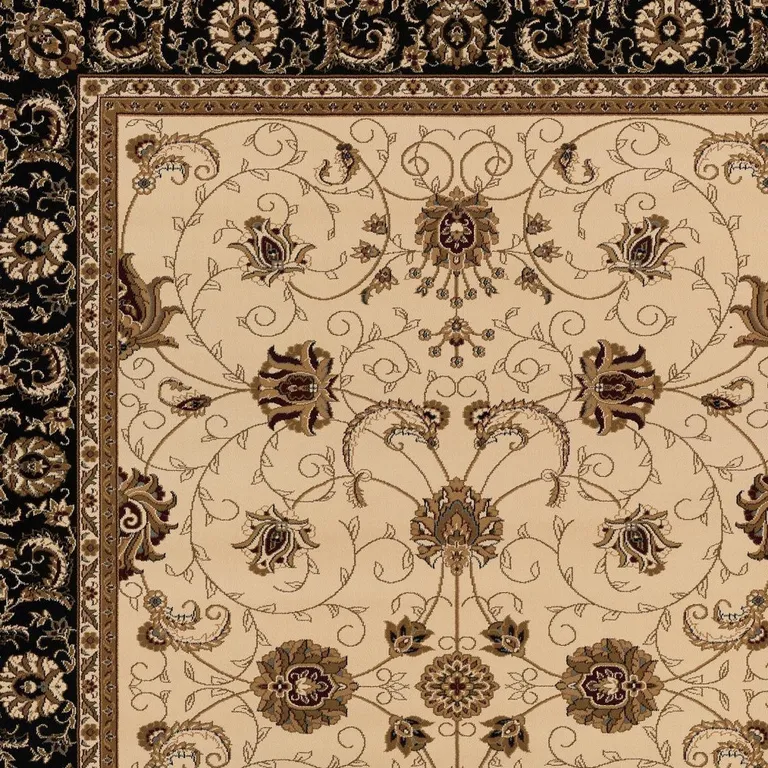 Cream and Black Decorative Area Rug Photo 5