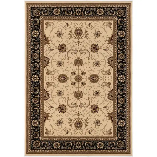 Black And Ivory Oriental Area Rug Photo 4