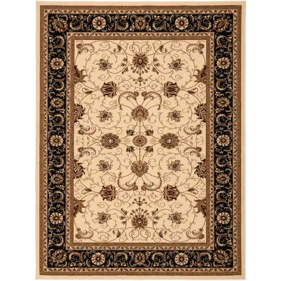 Black And Ivory Oriental Area Rug Photo 4