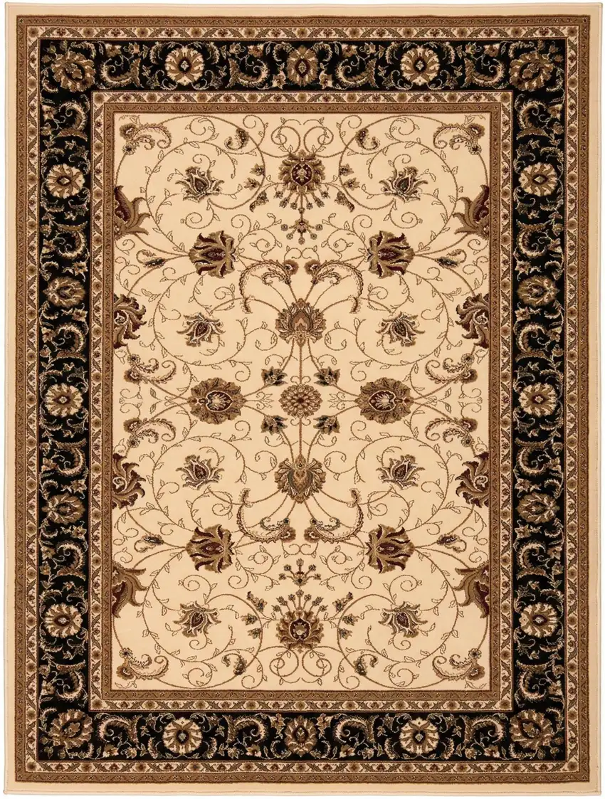 Black And Ivory Oriental Area Rug Photo 4