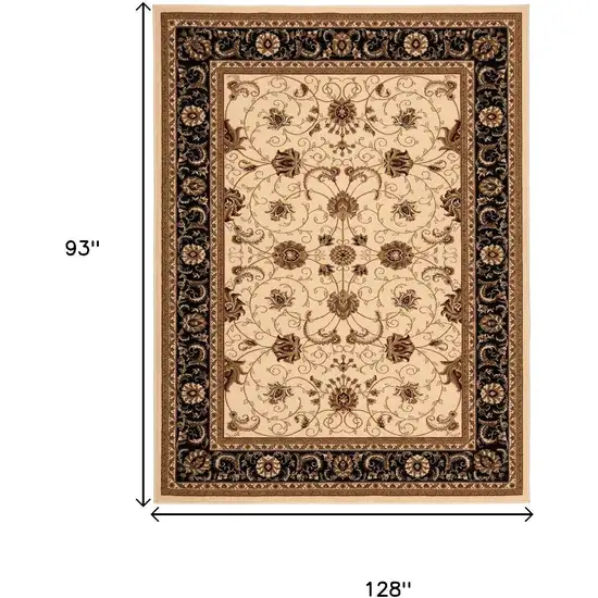 Black And Ivory Oriental Area Rug Photo 8