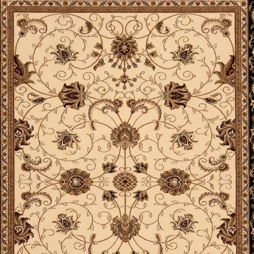 Black And Ivory Oriental Area Rug Photo 3