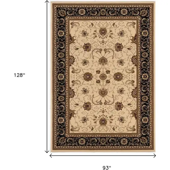 Black And Ivory Oriental Area Rug Photo 3