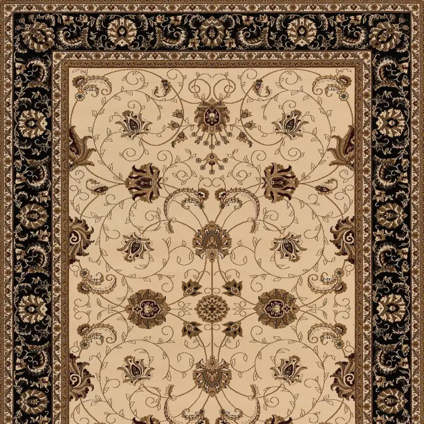 Black And Ivory Oriental Area Rug Photo 3
