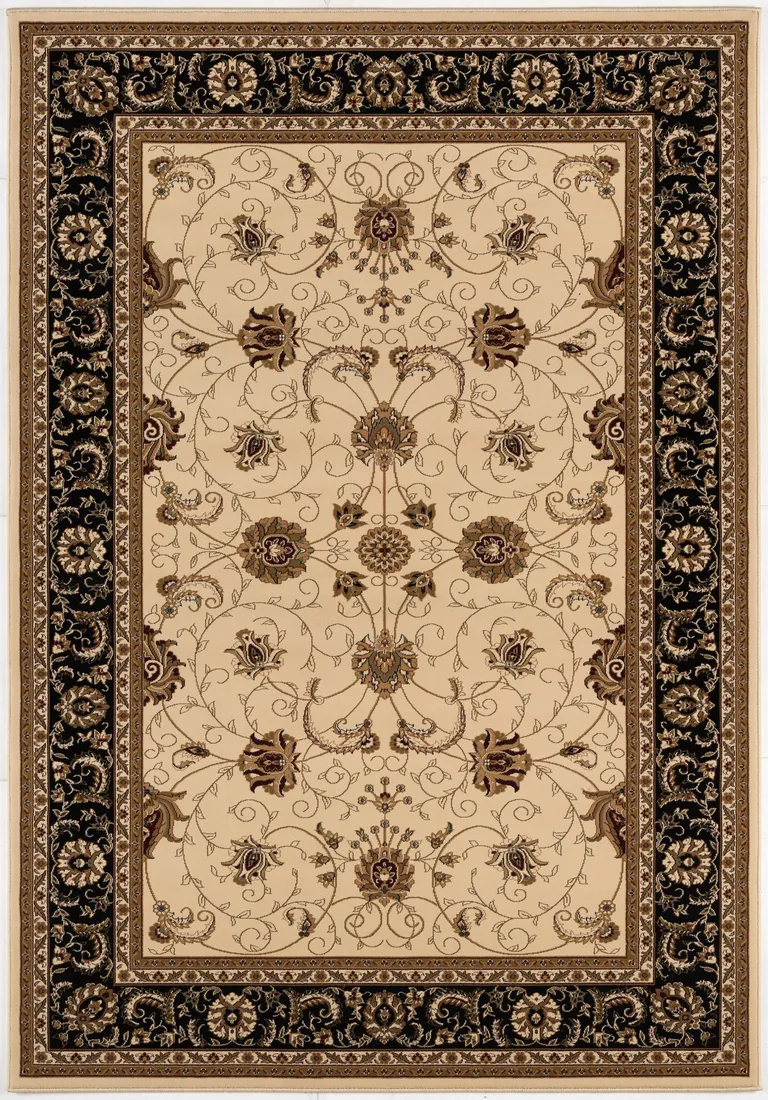 Cream and Black Decorative Area Rug Photo 3