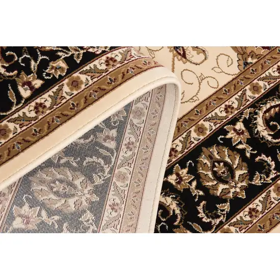 10' Black And Ivory Oriental Runner Rug Photo 7