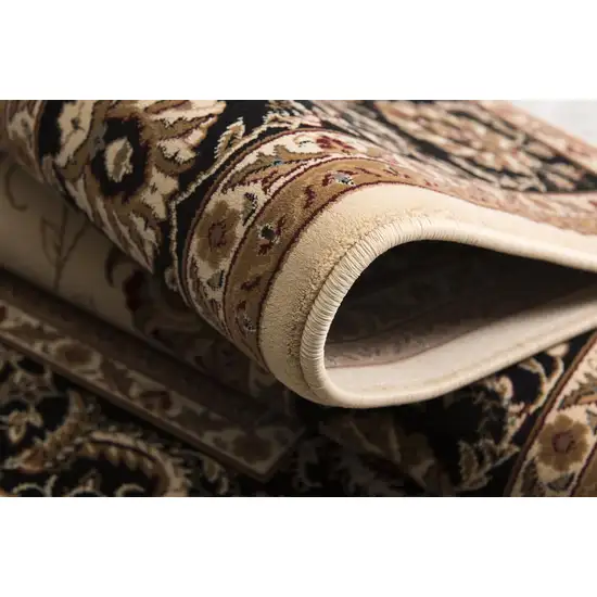 10' Black And Ivory Oriental Runner Rug Photo 6