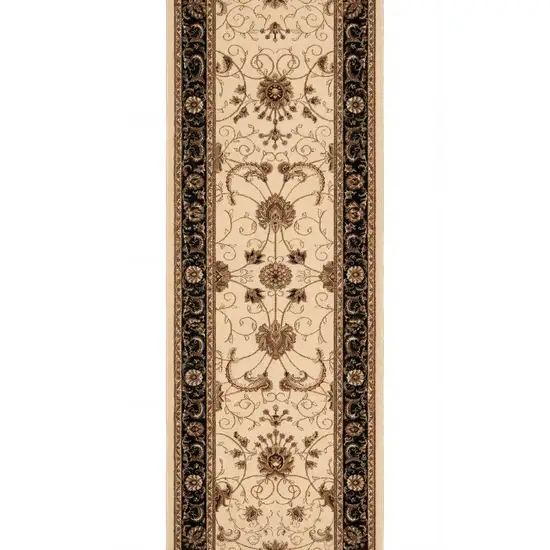 10' Black And Ivory Oriental Runner Rug Photo 8