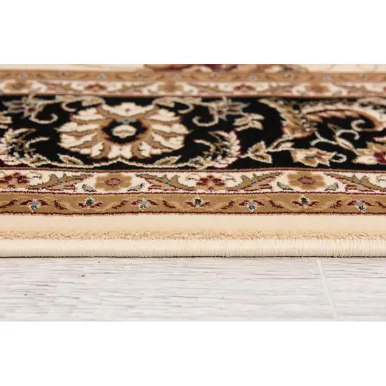 15' Black And Ivory Oriental Runner Rug Photo 9