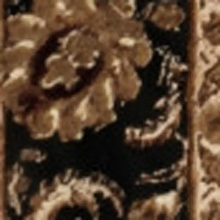 8' Black And Ivory Oriental Runner Rug Photo 3