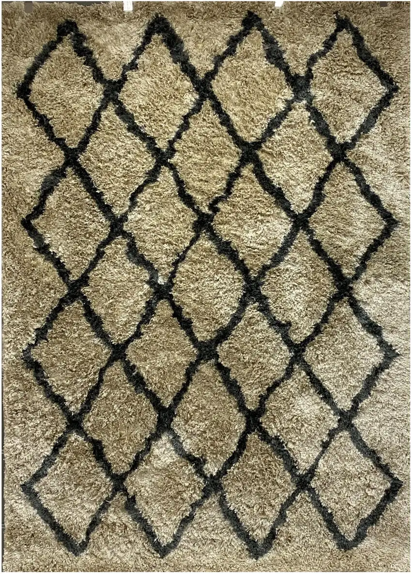Cream and Black Lattice Area Rug Photo 1