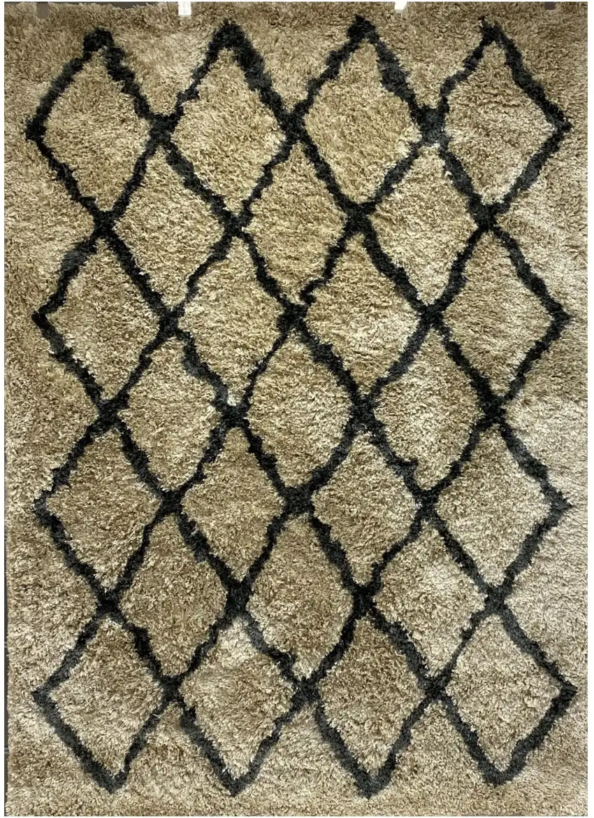 Cream and Black Lattice Area Rug Photo 1