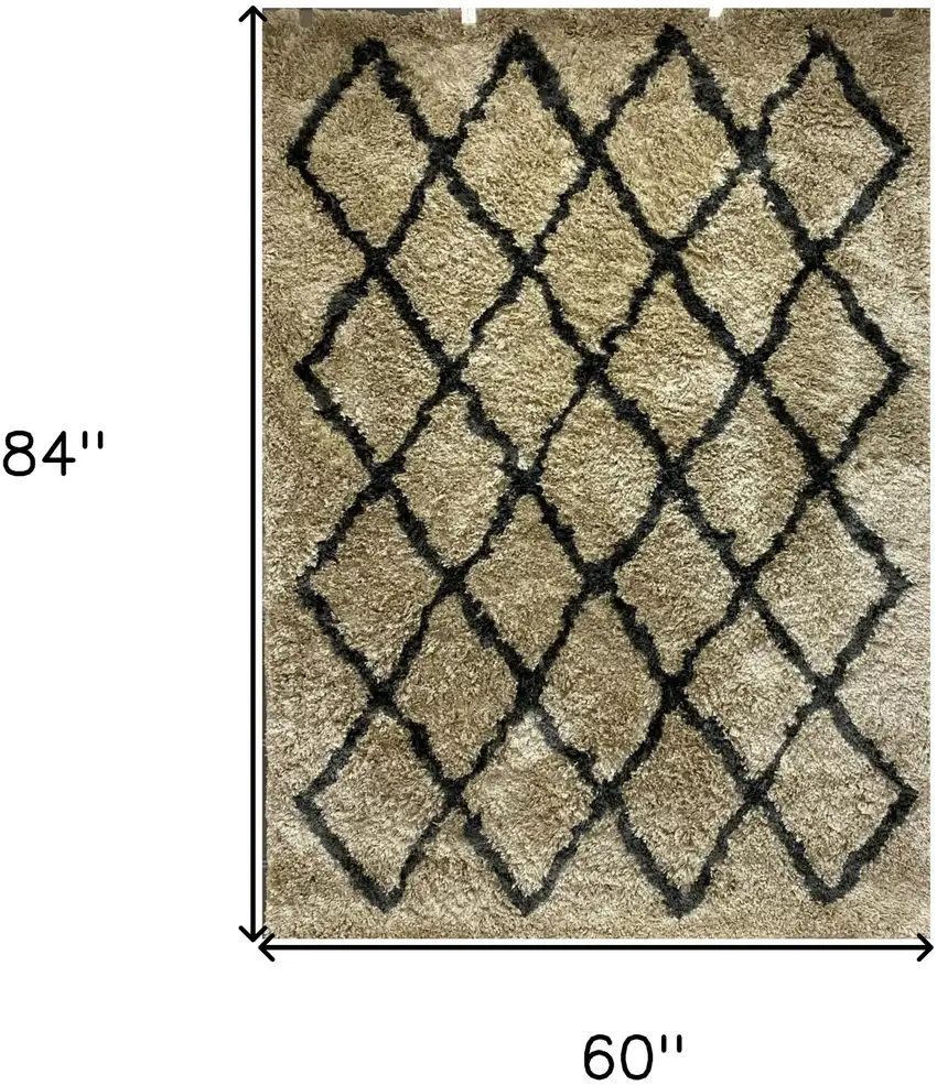 Cream and Black Lattice Area Rug Photo 5