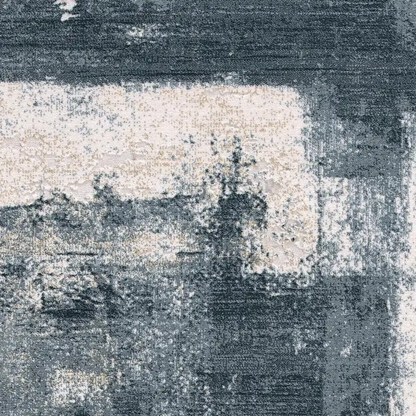 Blue And Ivory Abstract Dhurrie Area Rug Photo 5