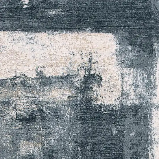 Blue And Ivory Abstract Dhurrie Area Rug Photo 5