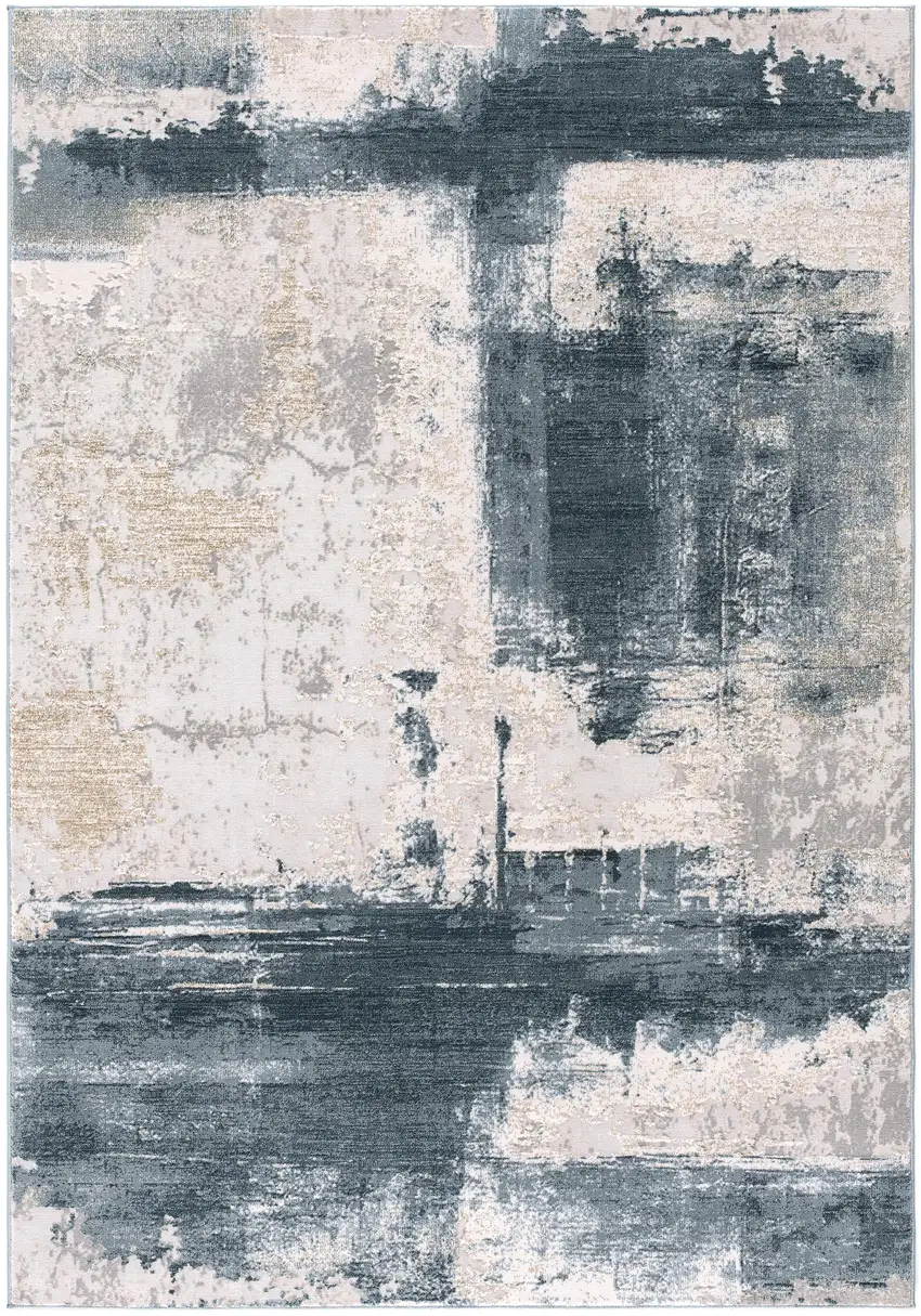 Blue And Ivory Abstract Dhurrie Area Rug Photo 4