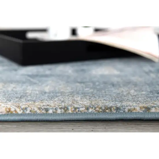 Blue And Ivory Abstract Dhurrie Area Rug Photo 3