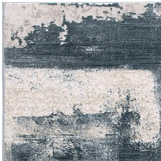 Blue And Ivory Abstract Dhurrie Area Rug Photo 5