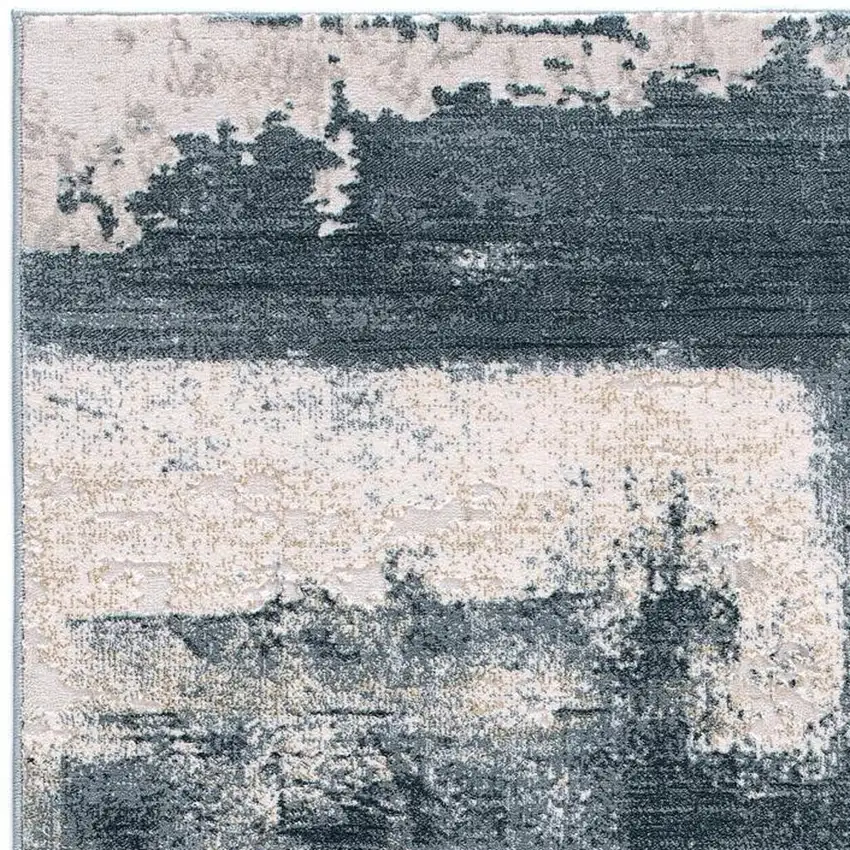 Blue And Ivory Abstract Dhurrie Area Rug Photo 5