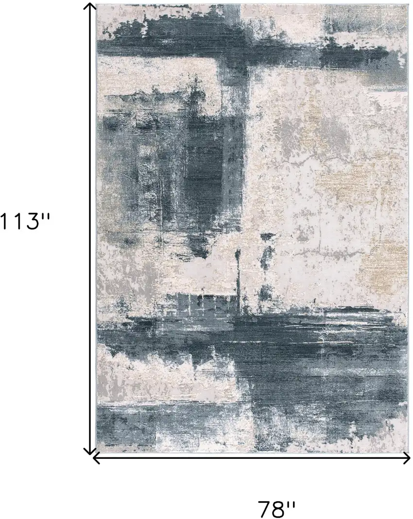 Blue And Ivory Abstract Dhurrie Area Rug Photo 3