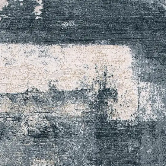 Cream And Blue Abstract Patches Area Rug Photo 6