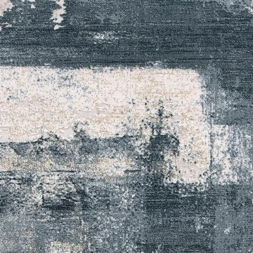 Cream And Blue Abstract Patches Area Rug Photo 6