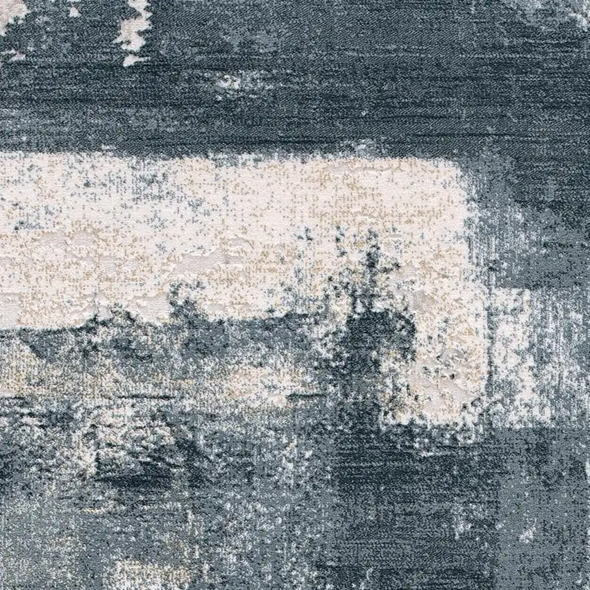 Cream And Blue Abstract Patches Area Rug Photo 5