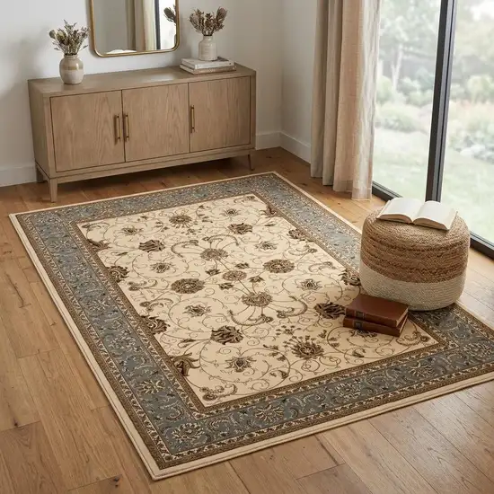 Blue And Ivory Oriental Area Rug Photo 1