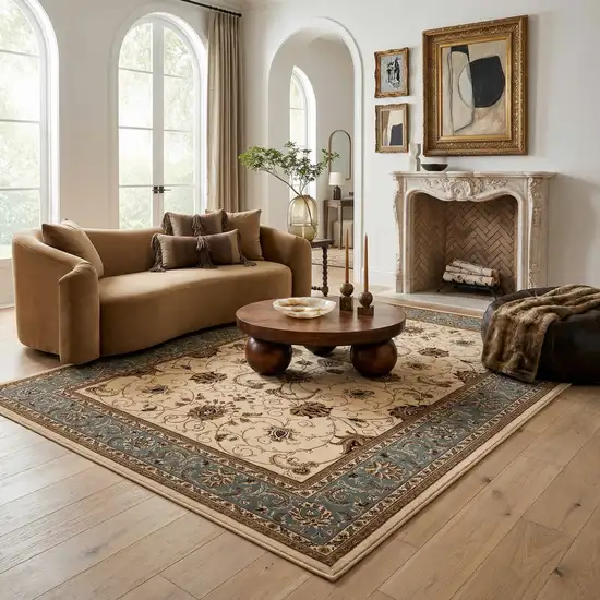 Blue And Ivory Oriental Area Rug Photo 1